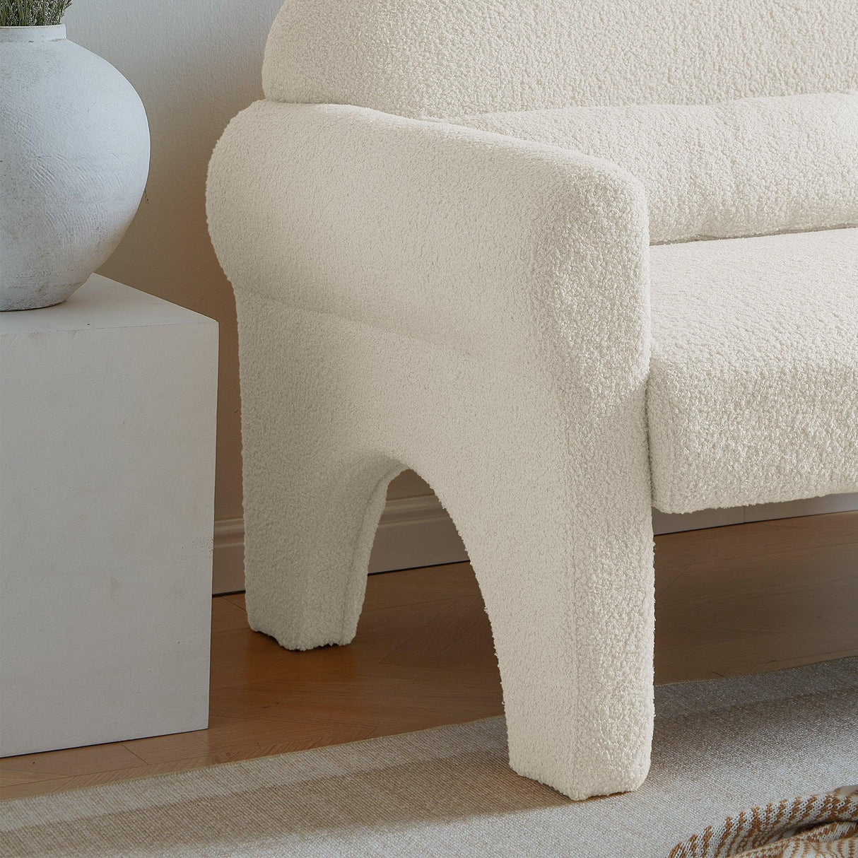 Modern Lambs Wool Fabric Loveseat for Living Room