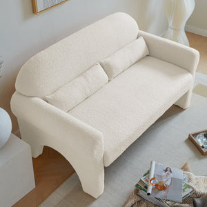 Modern Lambs Wool Fabric Loveseat for Living Room