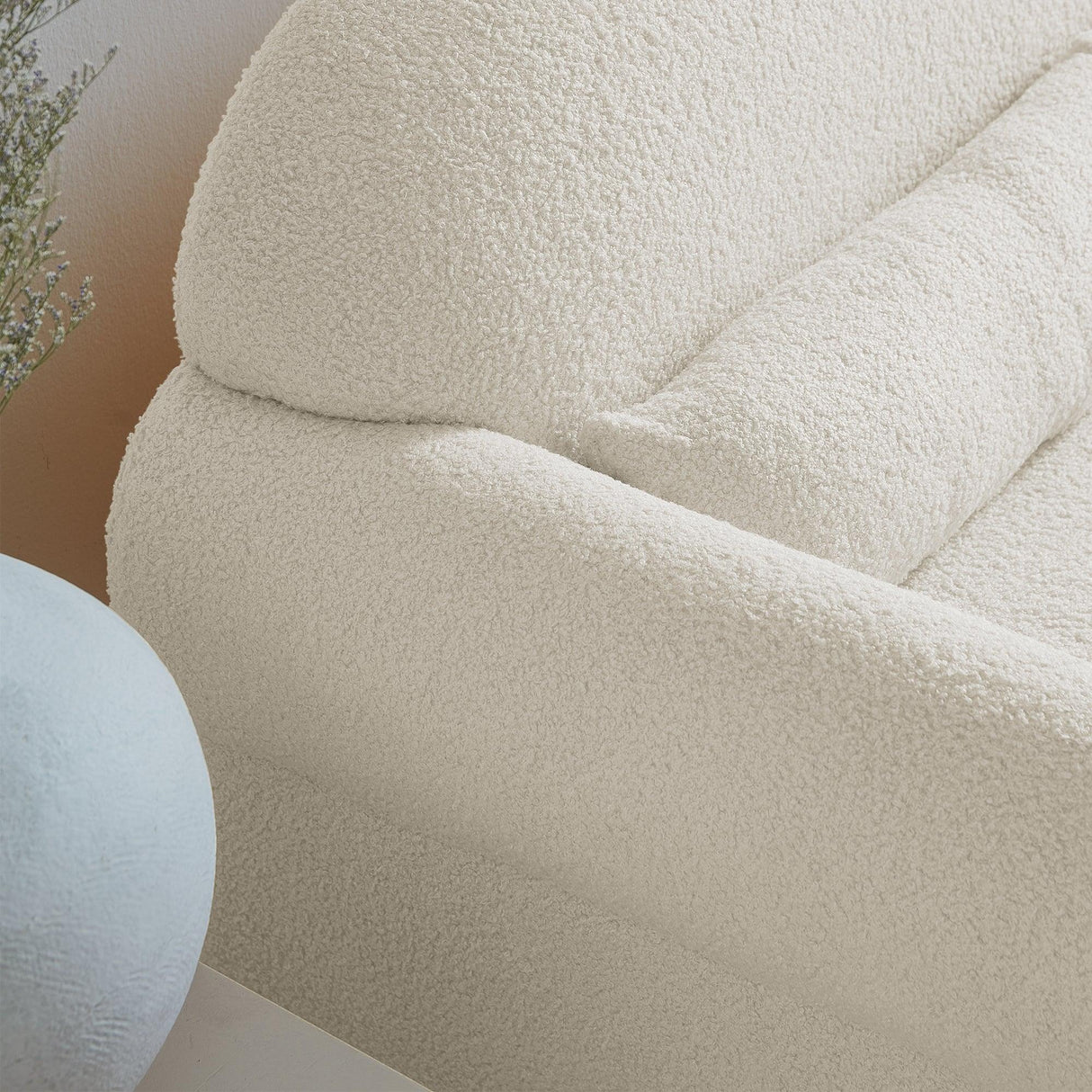 Modern Lambs Wool Fabric Loveseat for Living Room