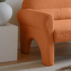 Modern Lambs Wool Fabric Loveseat for Living Room