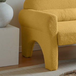 Modern Lambs Wool Fabric Loveseat for Living Room