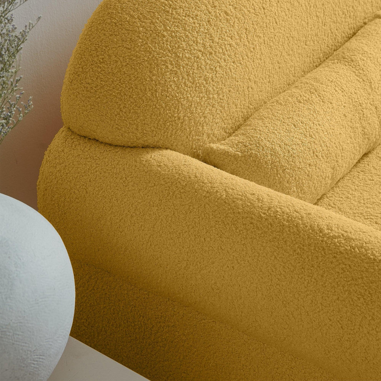 Modern Lambs Wool Fabric Loveseat for Living Room