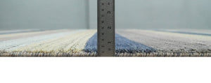 Modern Ombre 8x10 Hand Made Blue, Peach, Brown and Mustard Scandinavian Blended Wool Flatwoven Area Rug | KE39