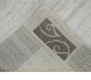 Modern Scandinavian 4.7x6.5 Brown and Silver Wool Hand Woven Area Rug | HL47
