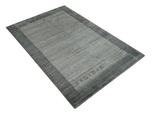 Modern Scandinavian 5x6.5 Gray and Silver Blended Wool Hand Woven Area Rug | HL48