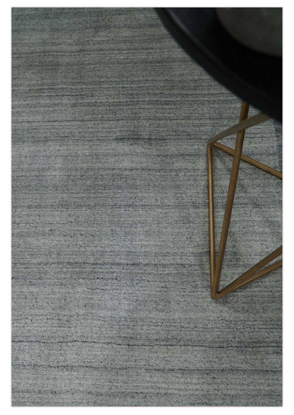 Modern Scandinavian 5x6.5 Gray and Silver Blended Wool Hand Woven Area Rug | HL48