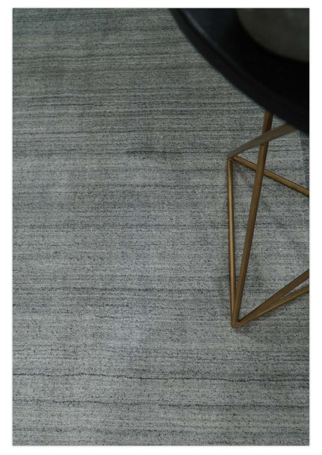 Modern Scandinavian 5x6.5 Gray and Silver Blended Wool Hand Woven Area Rug | HL48