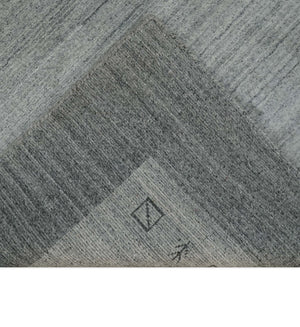 Modern Scandinavian 5x6.5 Gray and Silver Blended Wool Hand Woven Area Rug | HL48