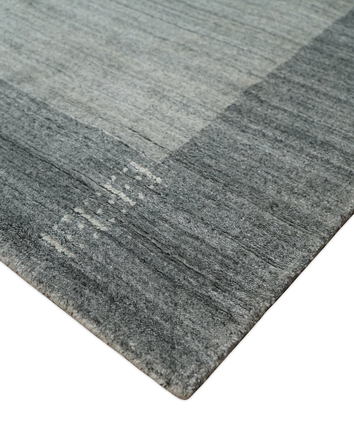 Modern Scandinavian 5x6.5 Gray and Silver Blended Wool Hand Woven Area Rug | HL48