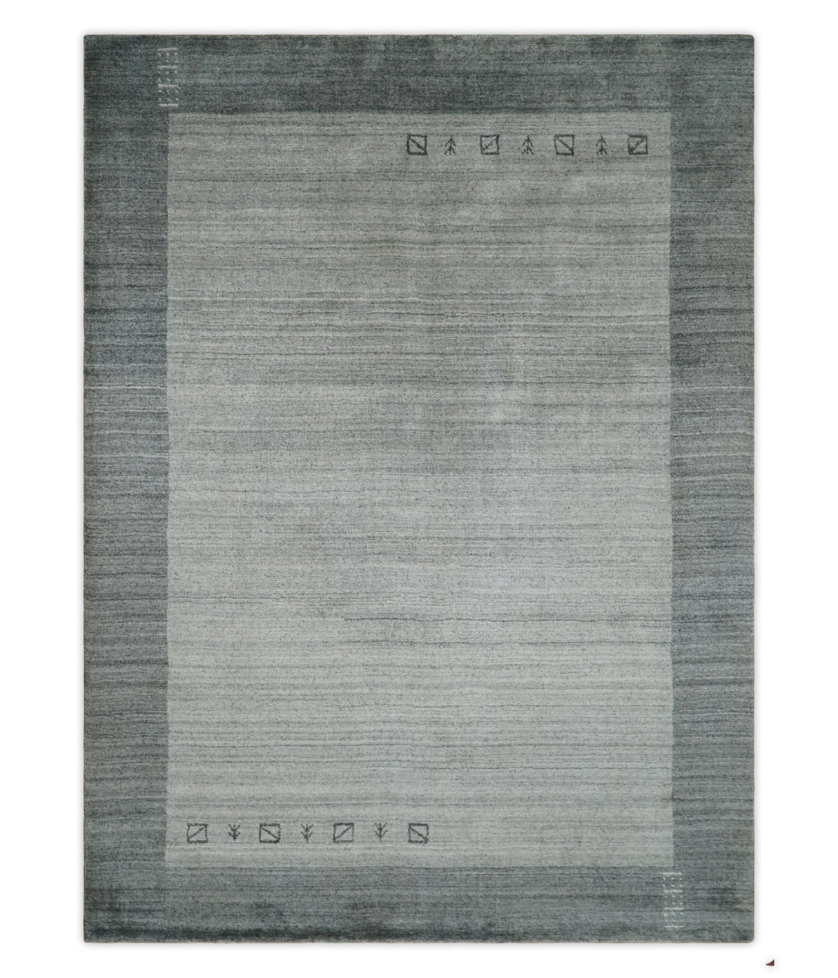 Modern Scandinavian 5x6.5 Gray and Silver Blended Wool Hand Woven Area Rug | HL48