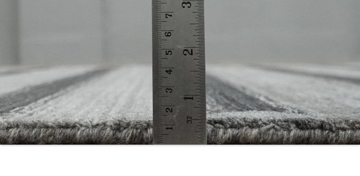 Modern Scandinavian Stripes Style 5x7 Silver and Gray Wool Hand Woven Area Rug | HL11