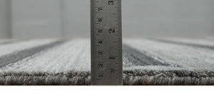 Modern Scandinavian Stripes Style 5x7 Silver and Gray Wool Hand Woven Area Rug | HL11