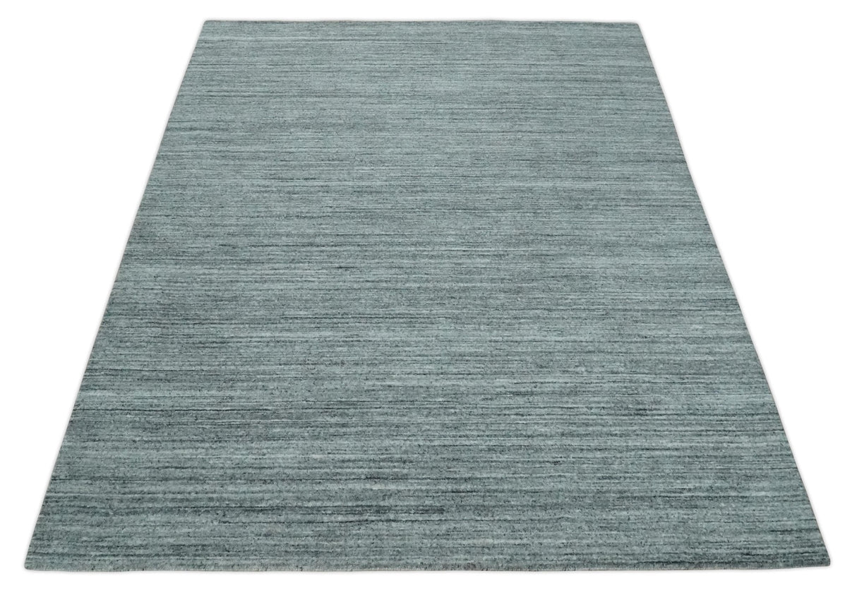 Modern Shaded Solid Handloom Silver, Charcoal and Gray 8x10 Contemporary Wool Area Rug | TRD10283810S