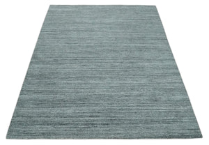 Modern Shaded Solid Handloom Silver, Charcoal and Gray 8x10 Contemporary Wool Area Rug | TRD10283810S