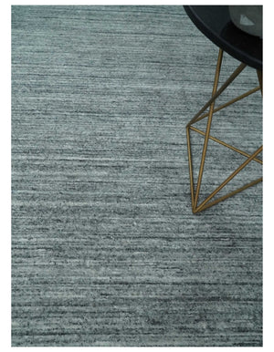 Modern Shaded Solid Handloom Silver, Charcoal and Gray 8x10 Contemporary Wool Area Rug | TRD10283810S