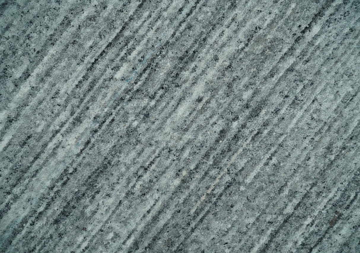 Modern Shaded Solid Handloom Silver, Charcoal and Gray 8x10 Contemporary Wool Area Rug | TRD10283810S