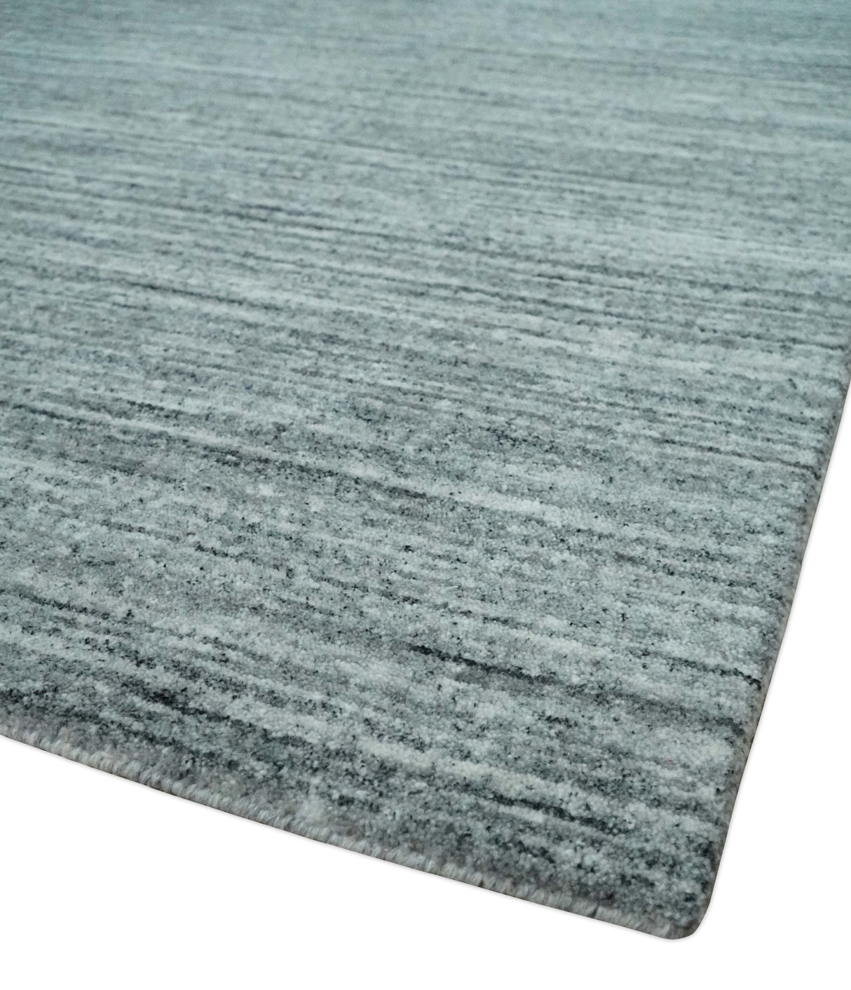 Modern Shaded Solid Handloom Silver, Charcoal and Gray 8x10 Contemporary Wool Area Rug | TRD10283810S