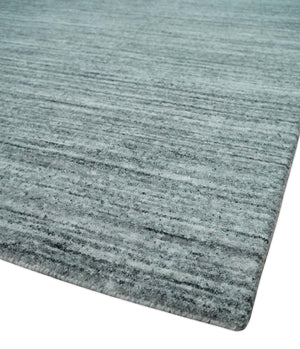 Modern Shaded Solid Handloom Silver, Charcoal and Gray 8x10 Contemporary Wool Area Rug | TRD10283810S