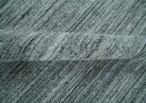 Modern Shaded Solid Handloom Silver, Charcoal and Gray 8x10 Contemporary Wool Area Rug | TRD10283810S
