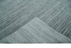 Modern Shaded Solid Handloom Silver, Charcoal and Gray 8x10 Contemporary Wool Area Rug | TRD10283810S