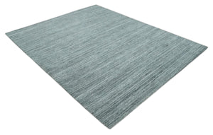 Modern Shaded Solid Handloom Silver, Charcoal and Gray 8x10 Contemporary Wool Area Rug | TRD10283810S