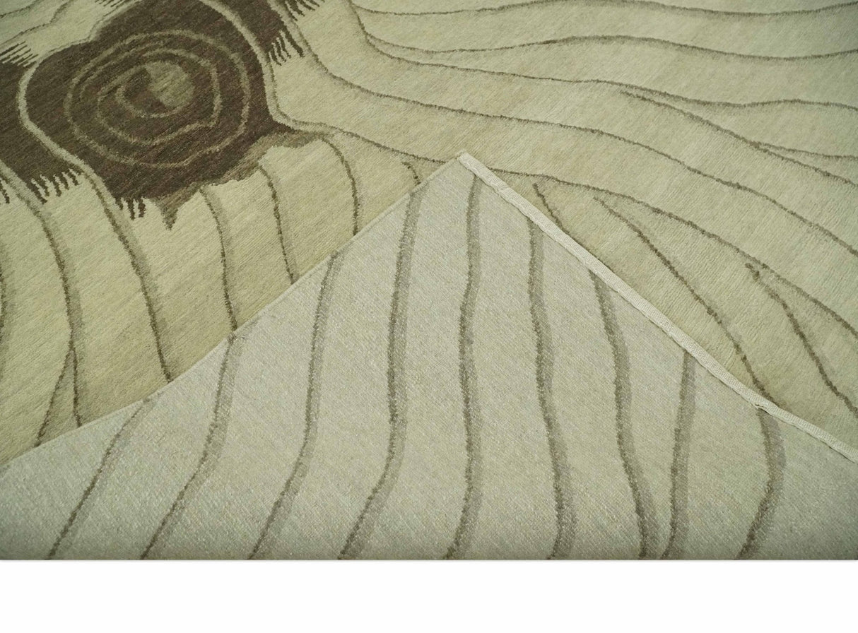 Modern Stripes Design Beige and Brown Hand loom 5.6x8 wool and art Silk Area Rug