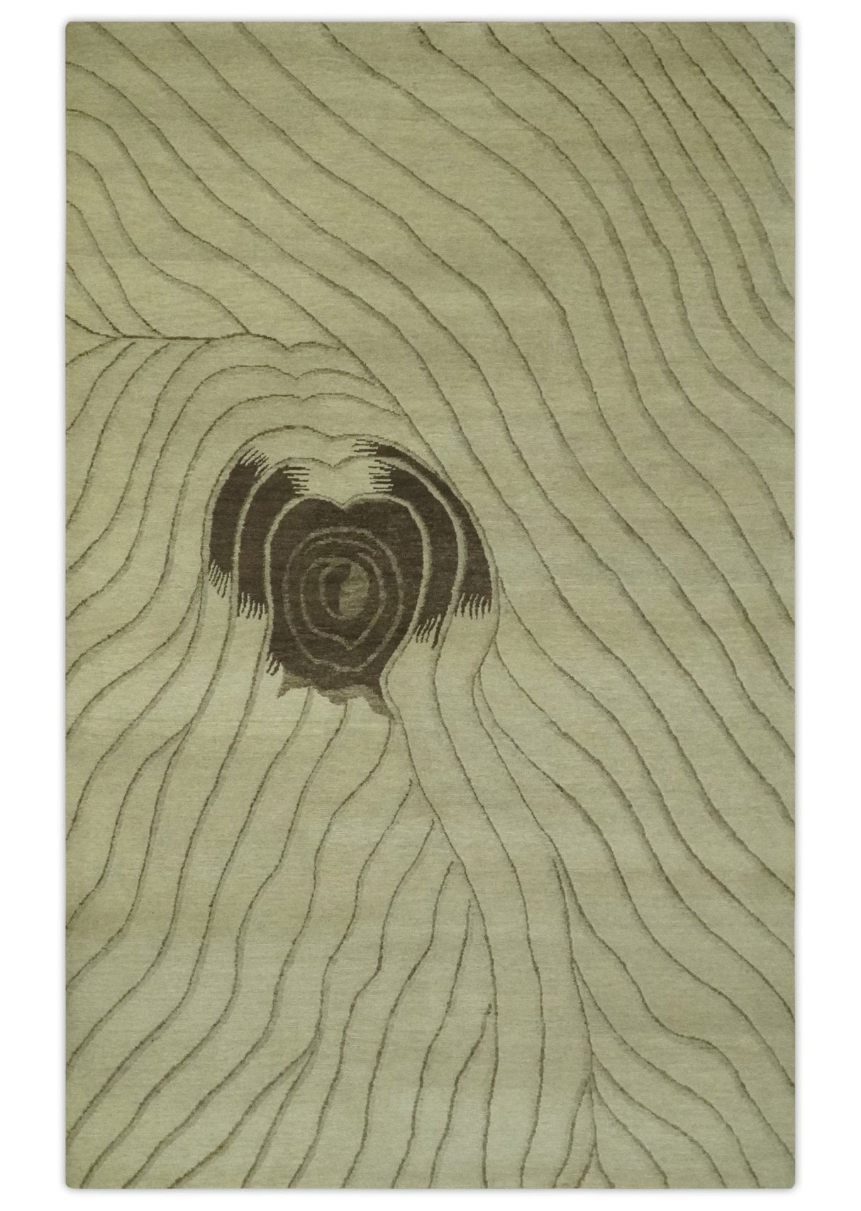 Modern Stripes Design Beige and Brown Hand loom 5.6x8 wool and art Silk Area Rug