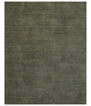 Modern Stripes Design Black And Brown 8x10 Hand Tufted Wool Area Rug