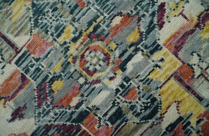 Modern Transitional 8x10 Ivory, Rust, Yellow and Charcoal Serapi wool Area Rug