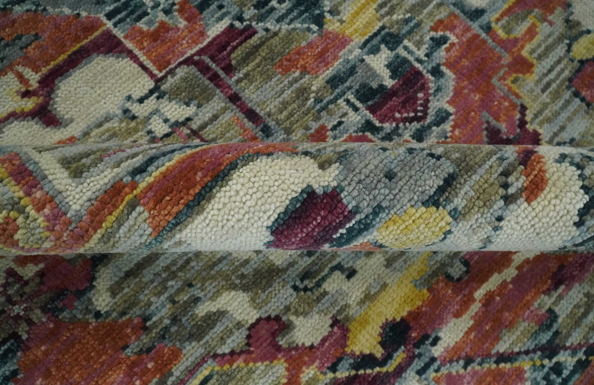 Modern Transitional 8x10 Ivory, Rust, Yellow and Charcoal Serapi wool Area Rug