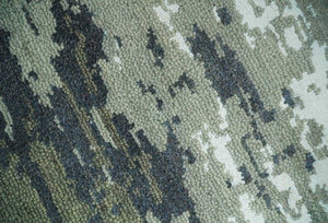 Modern abstract Green, Charcoal, Ivory and silver Hand Knotted 5x8 wool Area Rug