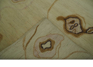 Modern abstract Olive and Brown Hand Knotted 5x8 Wool Area Rug
