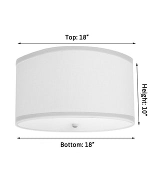 Moderne Flush Mount Conversion Kit 18"w White Linen Shallow Drum Lampshade