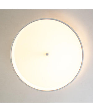 Moderne Flush Mount Conversion Kit 18"w White Linen Shallow Drum Lampshade