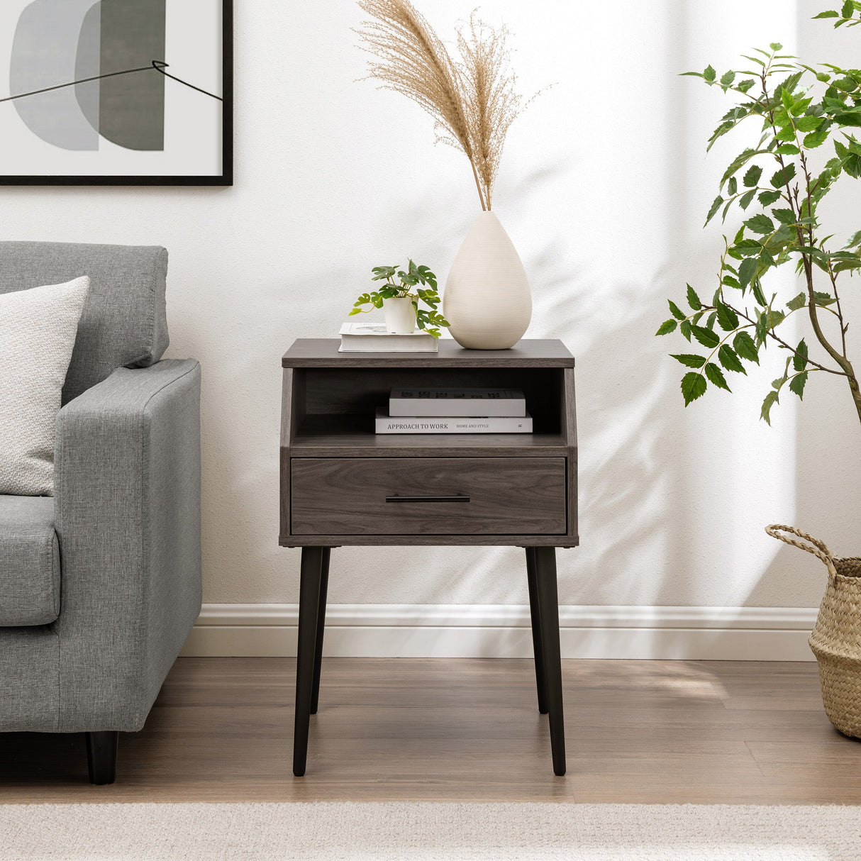 Mora 18" Contemporary Side Table with Storage