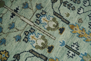 Moss Green and Ivory Multi Size Vintage Wool Hand Knotted Rug