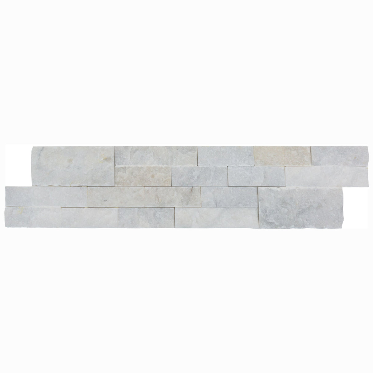 Mugla White Ledger 3D Panel 6"x24" Split-face Natural Marble Wall Tile - Belair Collection