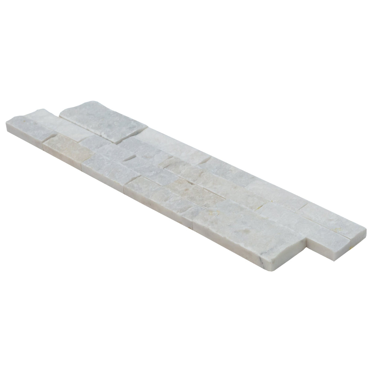 Mugla White Ledger 3D Panel 6"x24" Split-face Natural Marble Wall Tile - Belair Collection