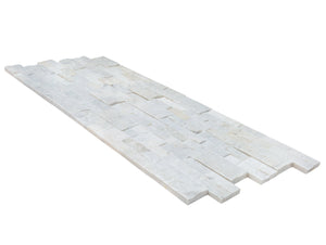 Mugla White Ledger 3D Panel 6"x24" Split-face Natural Marble Wall Tile - Belair Collection