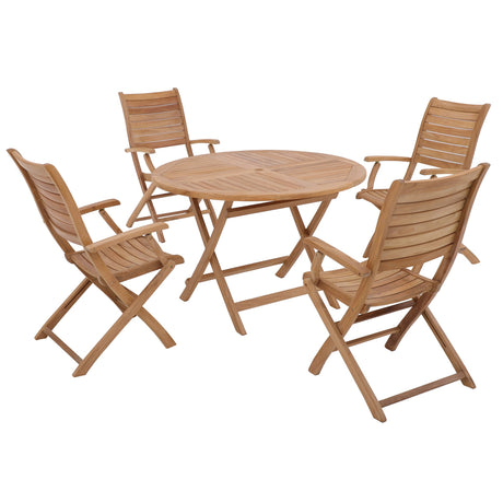 Naples Natural Teak Outdoor Foldable Round Dining Table - 47"