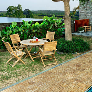 Naples Natural Teak Outdoor Patio Folding Chair with Arm Rests
