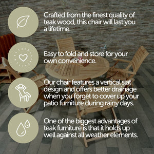 Naples Natural Teak Outdoor Patio Folding Chair with Arm Rests