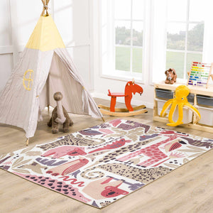 Natal Animal Print Washable Kids Rug