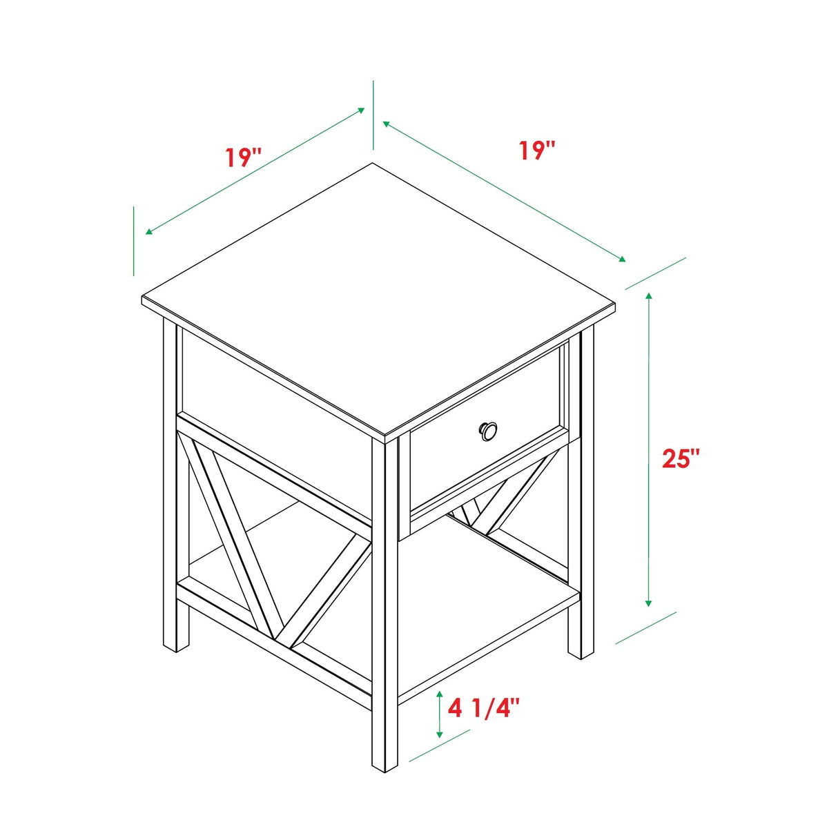 Natalee Wood Nightstand / Side Table
