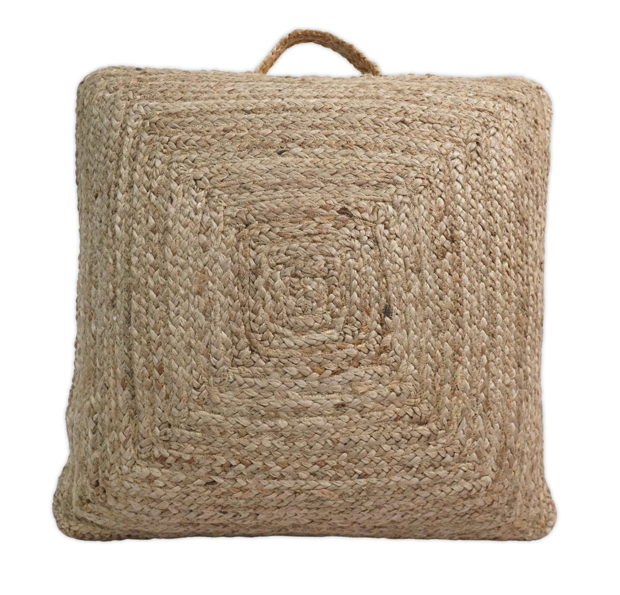 Natural Brown Jute Square Pouf, Hand Braided boho Pouf Ottoman Footstool, Side table, Floor Pillow, Foot Rest, Living Room, Bedroom | JP8