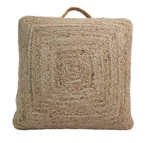 Natural Brown Jute Square Pouf, Hand Braided boho Pouf Ottoman Footstool, Side table, Floor Pillow, Foot Rest, Living Room, Bedroom | JP8