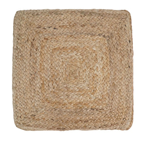 Natural Silver Brown Jute Square Pouf, Hand Braided boho Pouf Ottoman Footstool, Side table, Seat , Foot Rest, Living Room, Bedroom | JP5