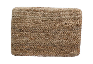 Natural Silver Brown Jute Square Pouf, Hand Braided boho Pouf Ottoman Footstool, Side table, Seat , Foot Rest, Living Room, Bedroom | JP5