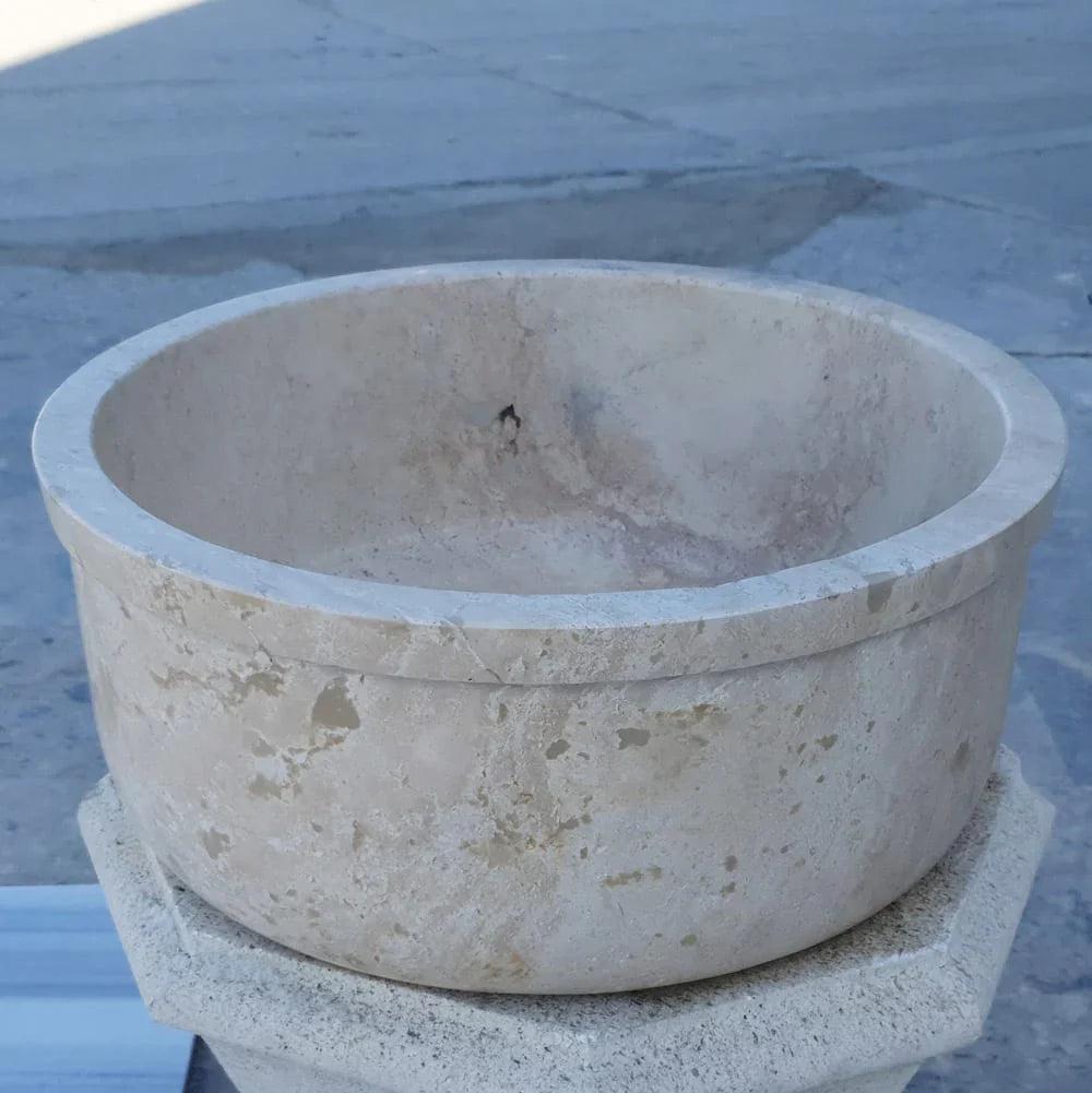 Natural Stone Beige Travertine Self-Rimming Above vanity or Drop-in Bathroom Sink