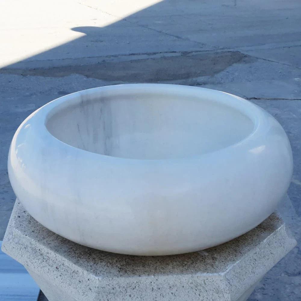 Natural Stone Carrara White Marble Above Vanity Bathroom Sink Polished (D)15.5" (H)6"